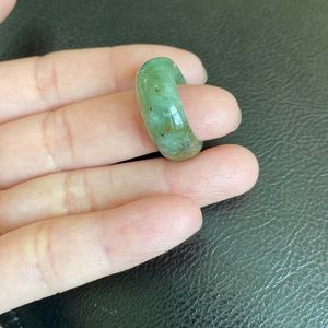 Unisex Natural Jade Band Ring Siize 6.25 Width 9mm